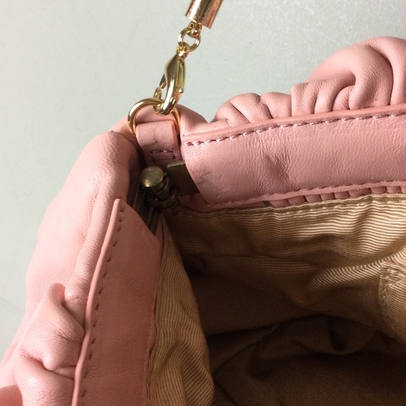 NWOT Loeffler Randall Analeigh Ballet Pink Leather Ruched Clutch - Picture 11 of 12